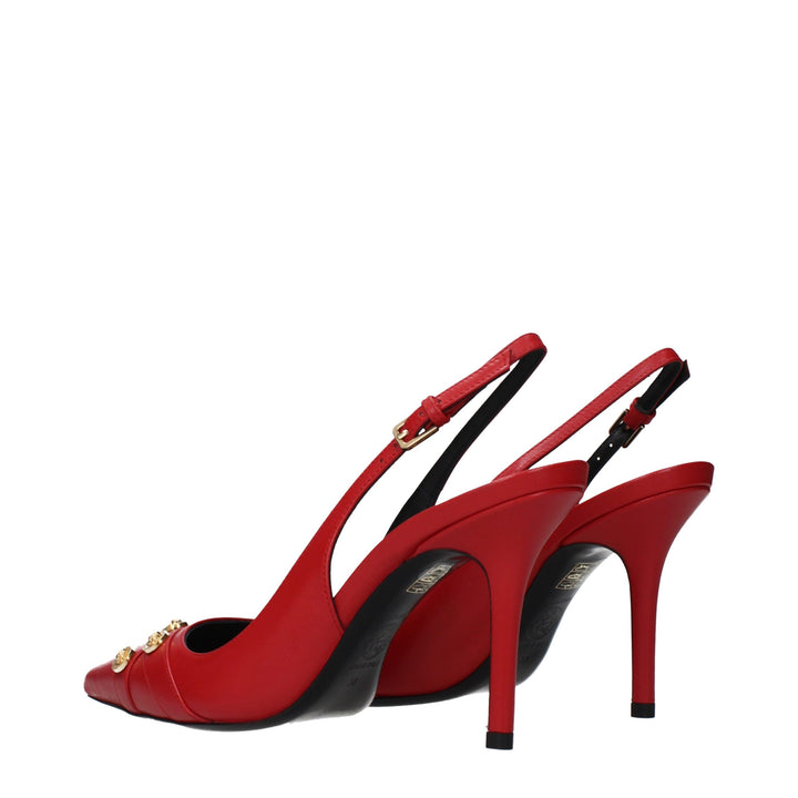 Red Leather High Heel Pumps Versace
