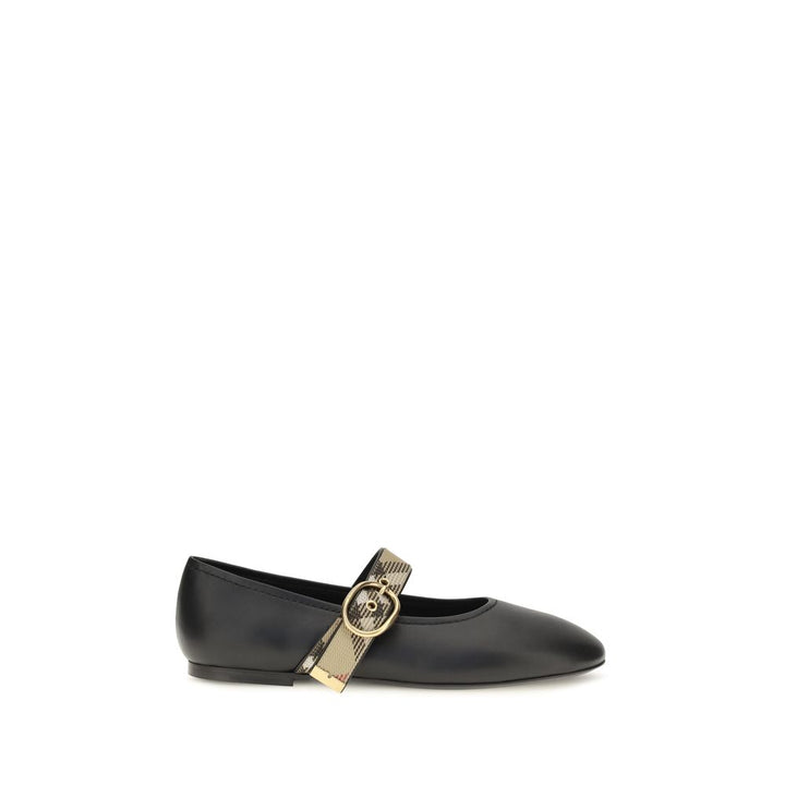 Black Calf Leather Bos Taurus Ballet Flats Burberry
