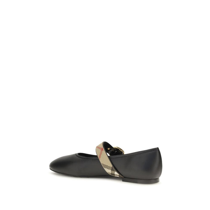 Black Calf Leather Bos Taurus Ballet Flats Burberry