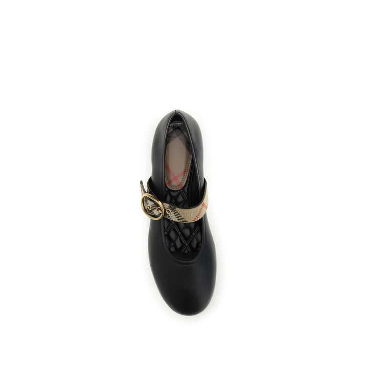 Black Calf Leather Bos Taurus Ballet Flats Burberry