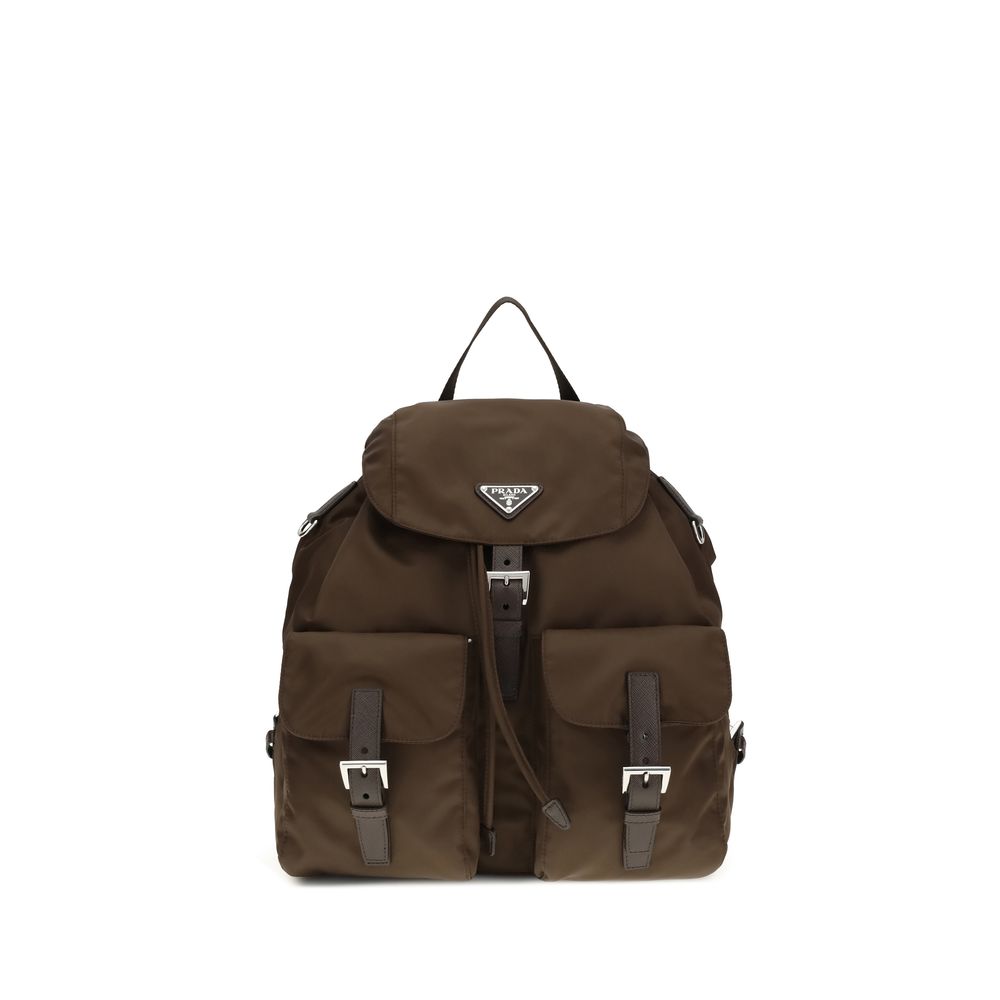 Brown Recycled Polyamide Backpack Prada