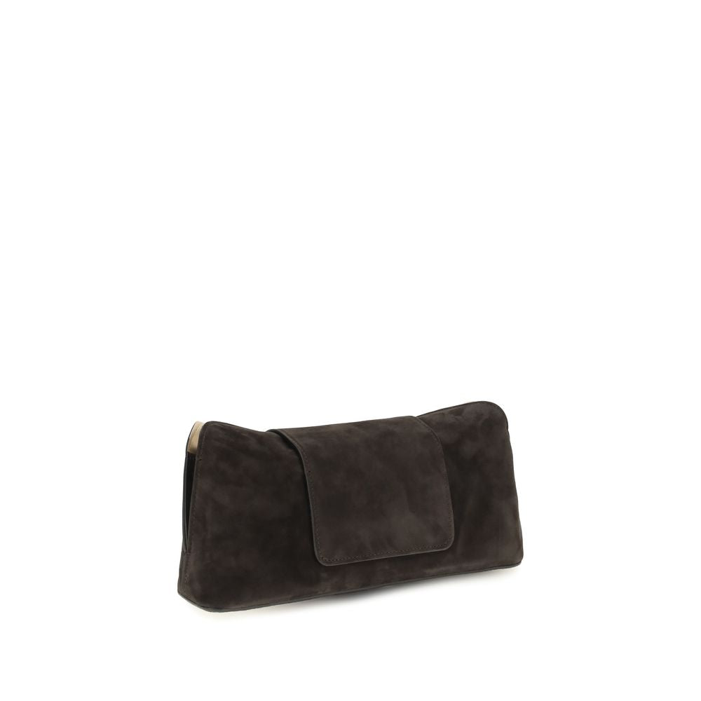 Brown Calf Leather Bos Taurus Clutch Bag Versace
