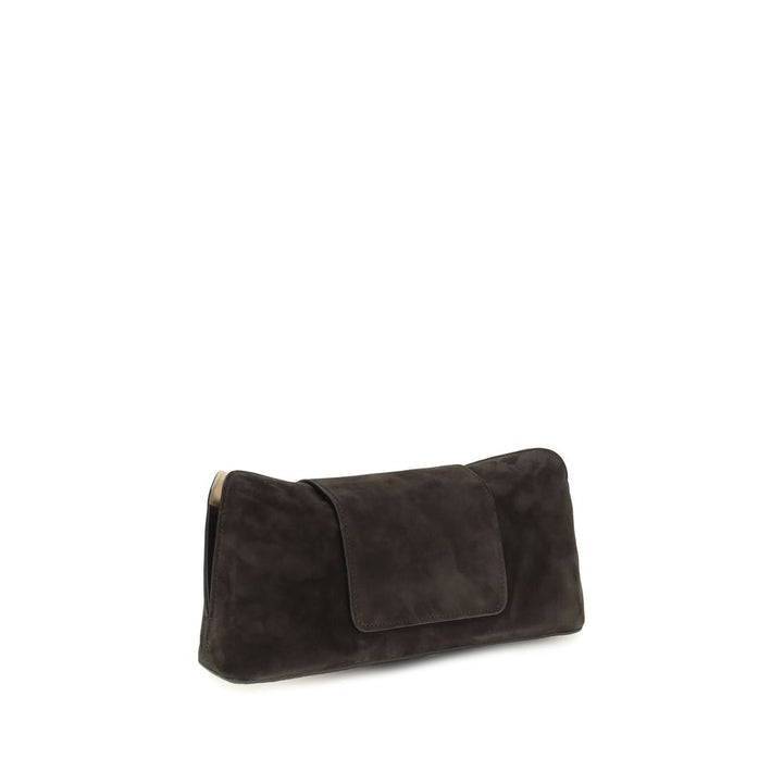 Brown Calf Leather Bos Taurus Clutch Bag Versace
