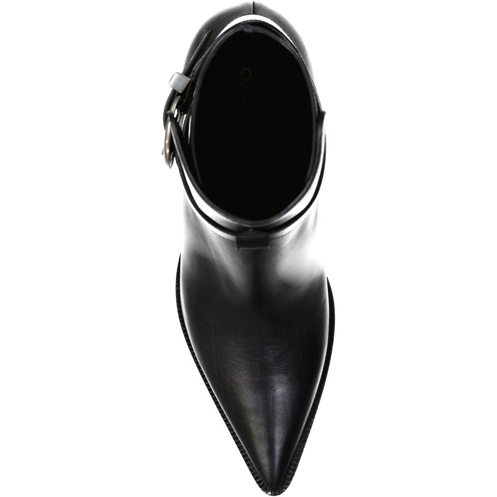 Black Calfskin High Heel Boots Celine
