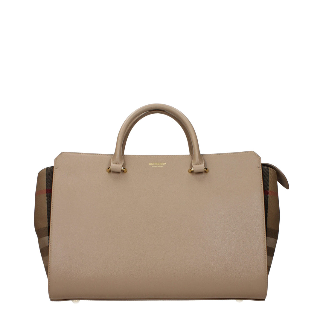 Beige Leather Handbag Burberry