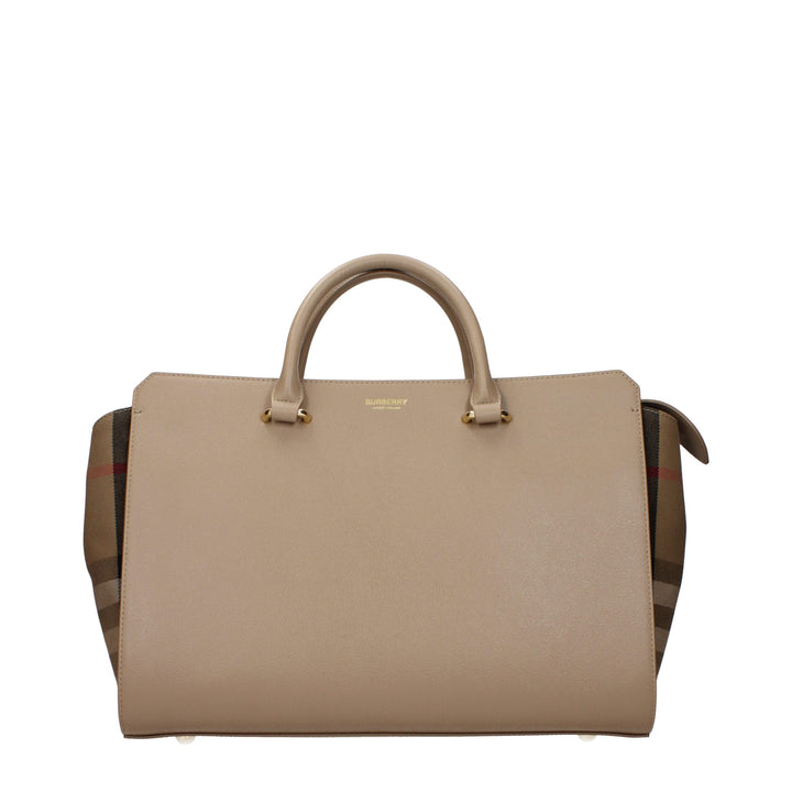 Beige Leather Handbag Burberry
