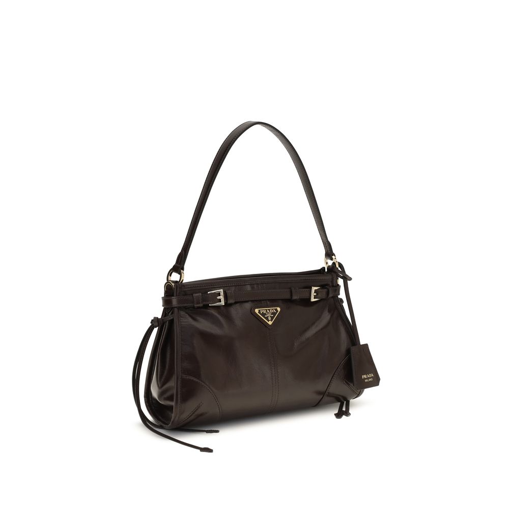 Brown Calf Leather Bos Taurus Handbag Prada