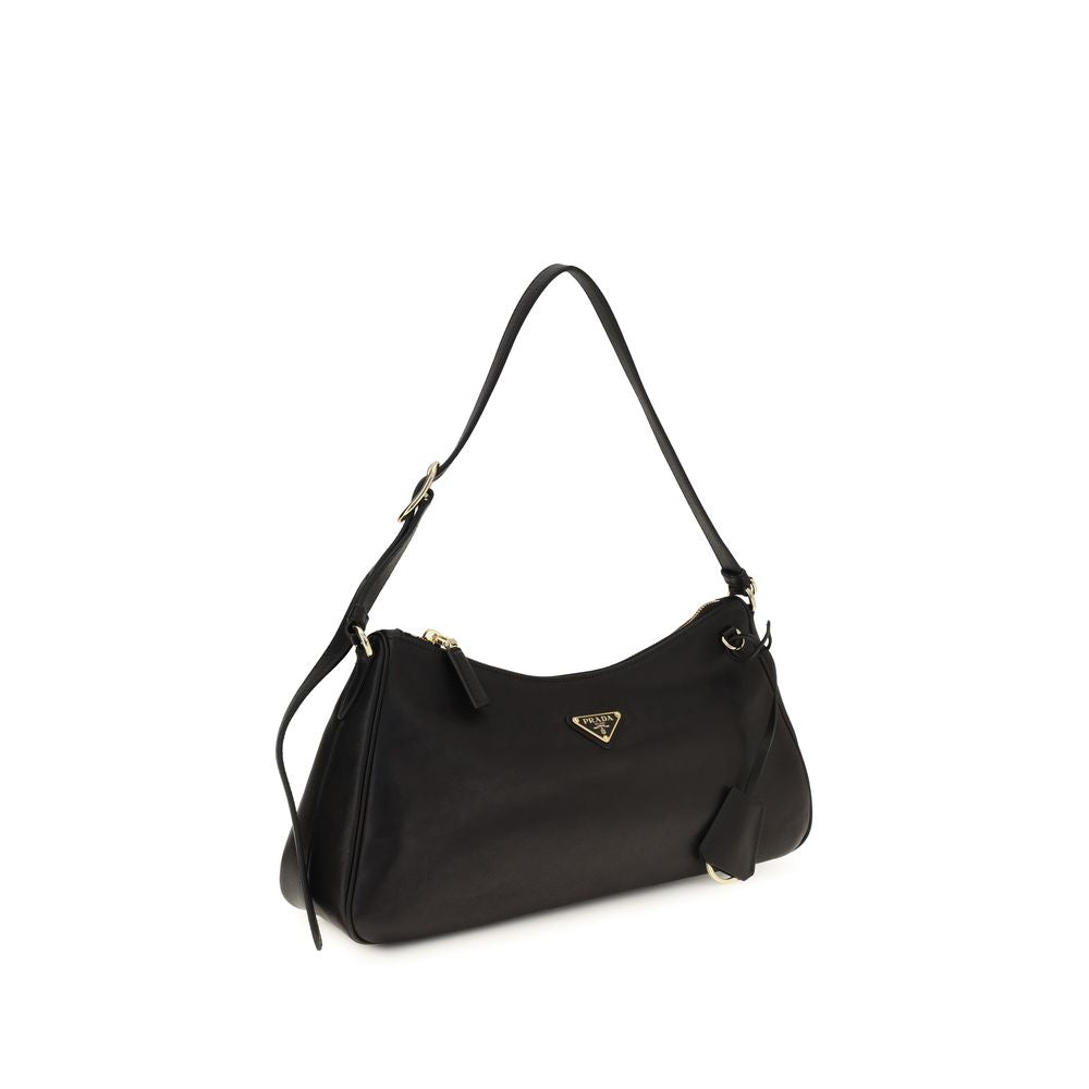 Black Calf Leather Bos Taurus Shoulder Bag Prada