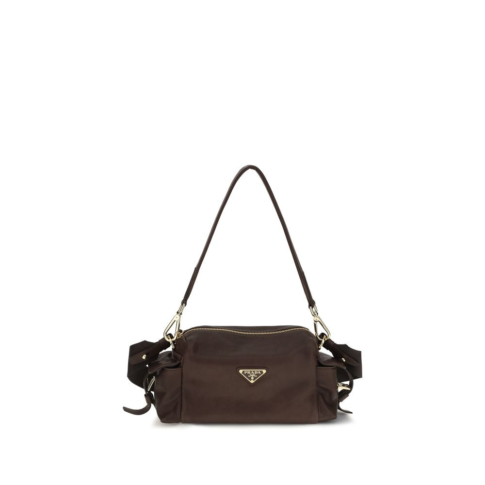 Brown Napa Leather / Calf Bos Taurus Shoulder Bag Prada