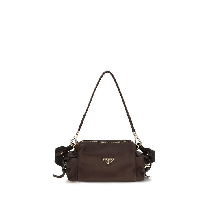 Brown Napa Leather / Calf Bos Taurus Shoulder Bag Prada
