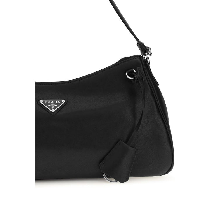 Black Calf Leather Bos Taurus Shoulder Bag Prada