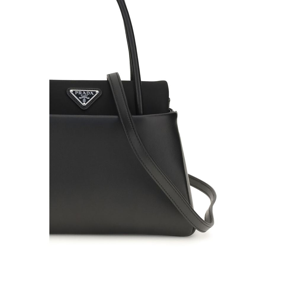 Black Calf Leather Bos Taurus Handbag Prada