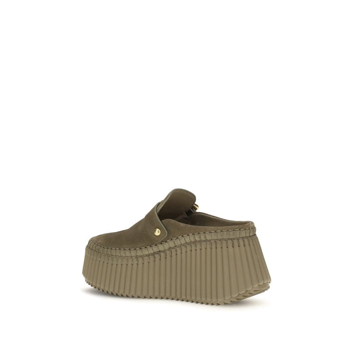 Bicolor Calf Leather Bos Taurus Mules Chloé