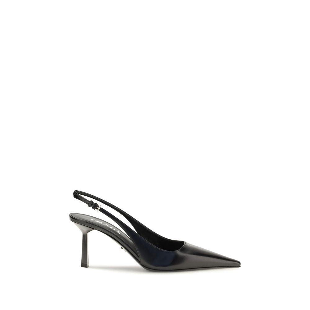 Black Calf Leather Bos Taurus High Heel Pumps Prada