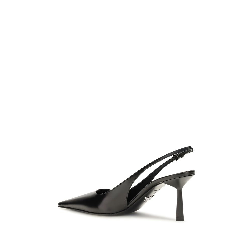 Black Calf Leather Bos Taurus High Heel Pumps Prada