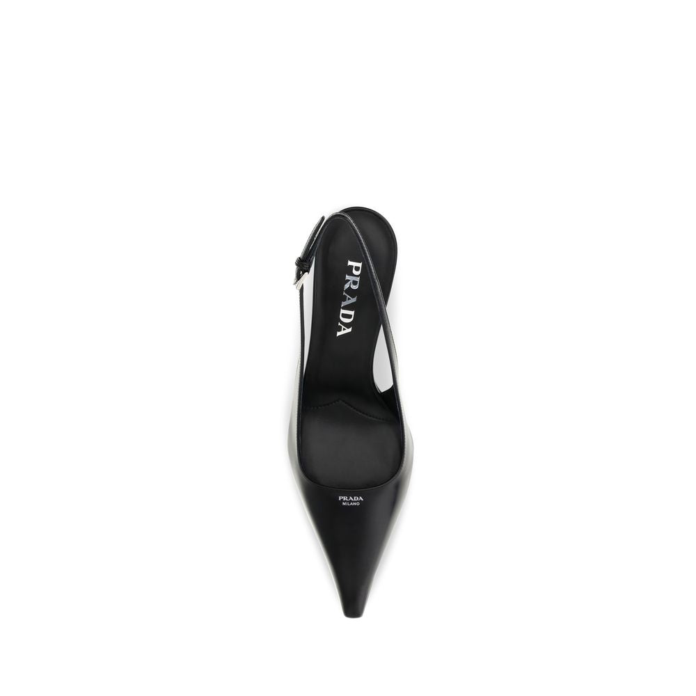 Black Calf Leather Bos Taurus High Heel Pumps Prada