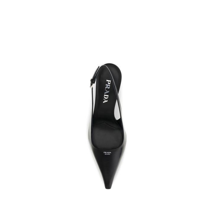 Black Calf Leather Bos Taurus High Heel Pumps Prada