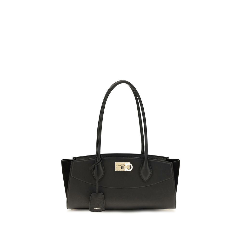 Black Calf Leather Bos Taurus Shoulder Bag Ferragamo