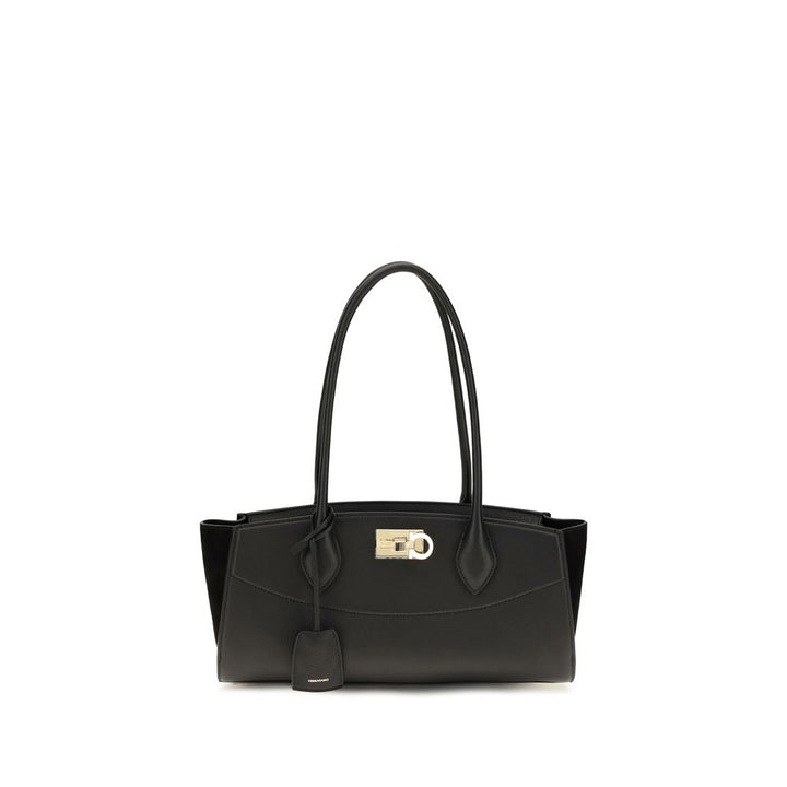 Black Calf Leather Bos Taurus Shoulder Bag Ferragamo