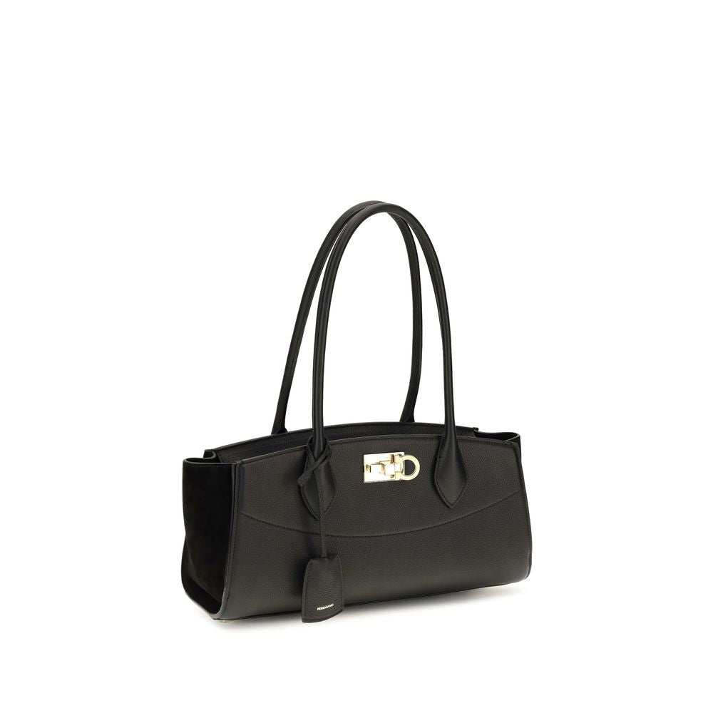 Black Calf Leather Bos Taurus Shoulder Bag Ferragamo