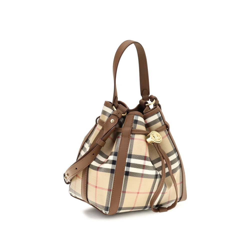 Beige Calf Leather Bos Taurus Backet Bag Burberry