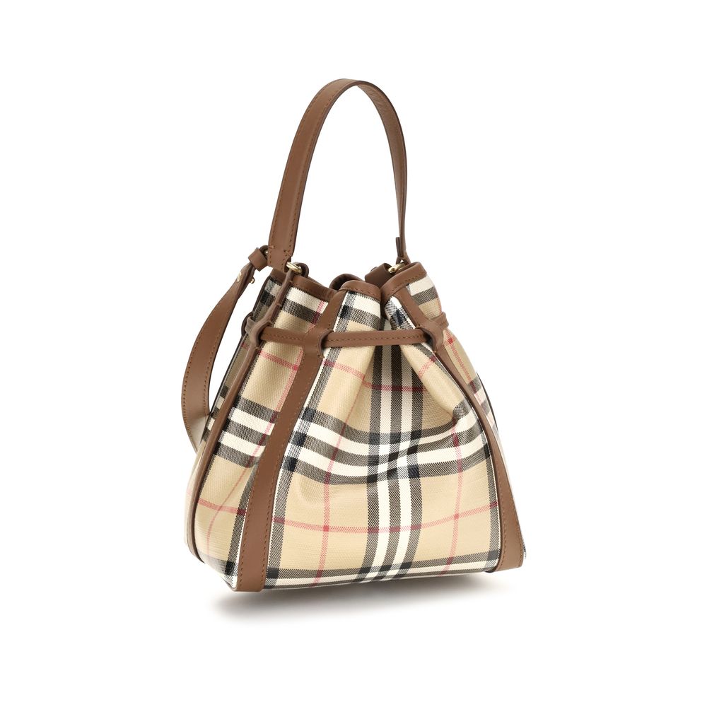 Beige Calf Leather Bos Taurus Backet Bag Burberry
