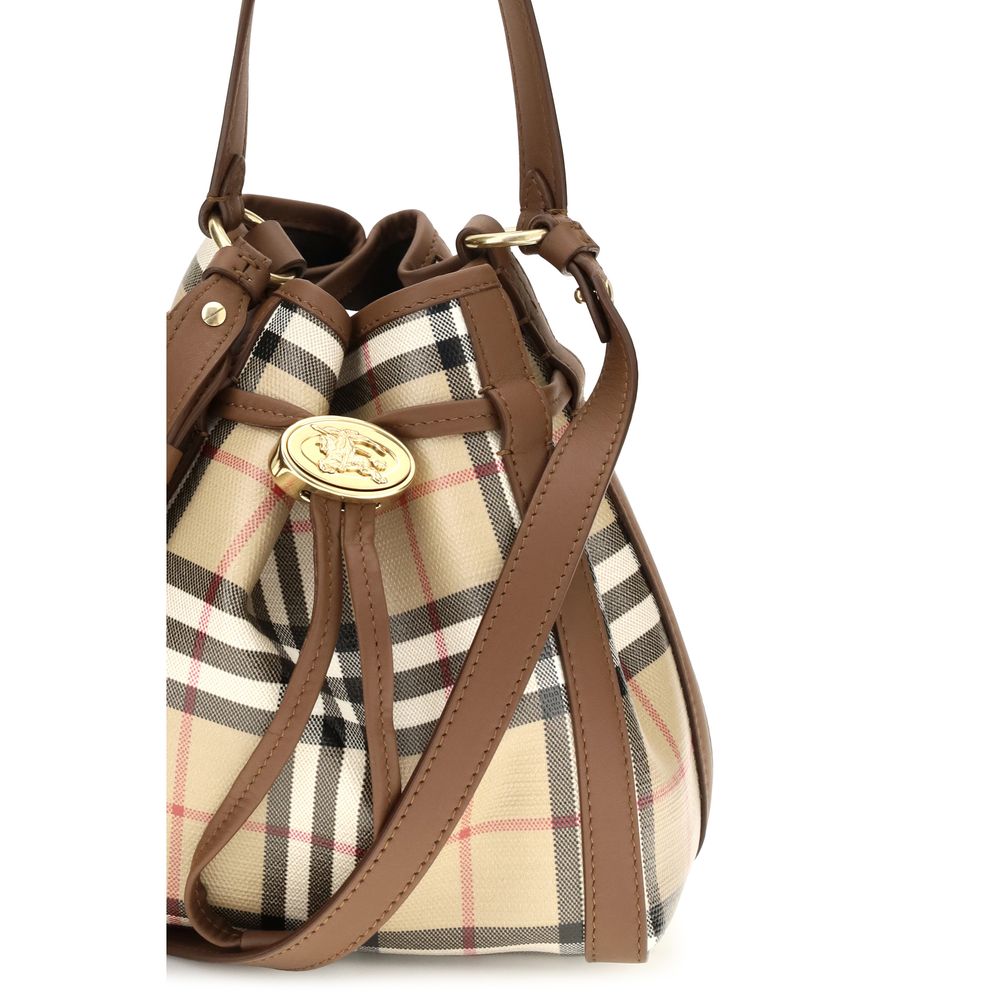 Beige Calf Leather Bos Taurus Backet Bag Burberry