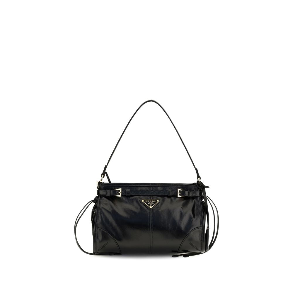 Black Calf Leather Bos Taurus Handbag Prada