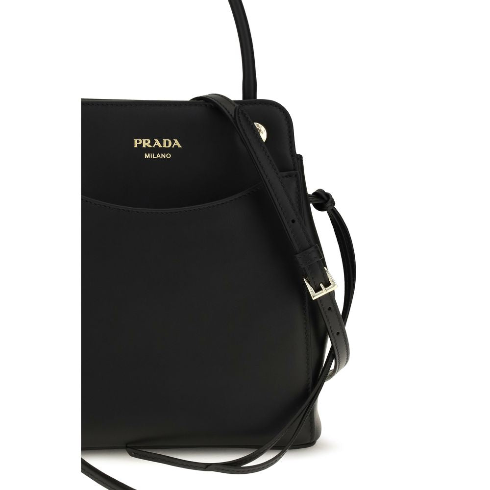 Black Calf Leather Bos Taurus Shoulder Bag Prada