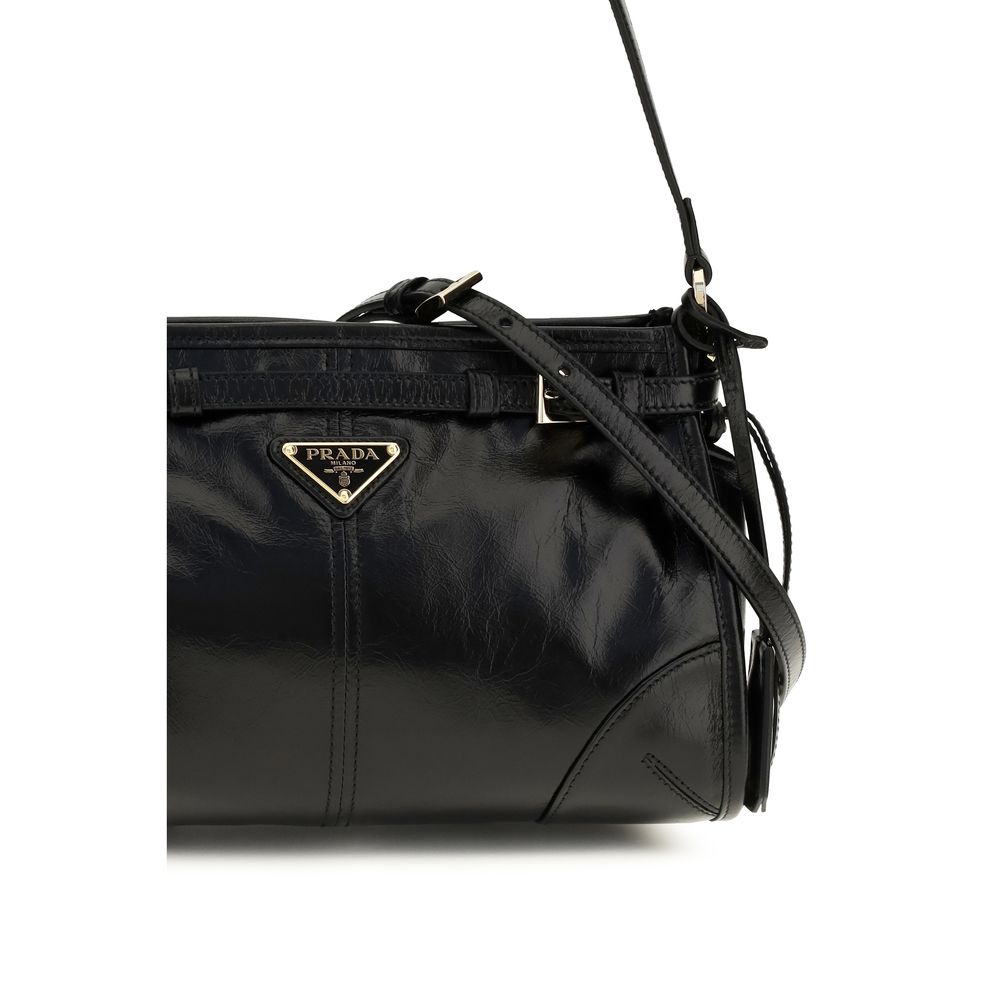 Black Calf Leather Bos Taurus Handbag Prada