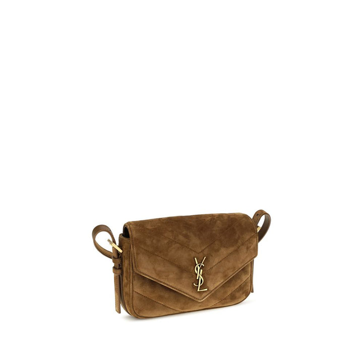 Brown Suede Leather Shoulder Bag Saint Laurent