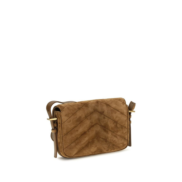 Brown Suede Leather Shoulder Bag Saint Laurent