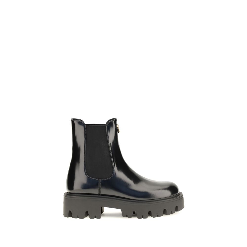 Black Calf Leather Bos Taurus Chelsea Boots Prada