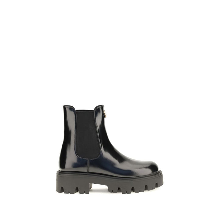 Black Calf Leather Bos Taurus Chelsea Boots Prada