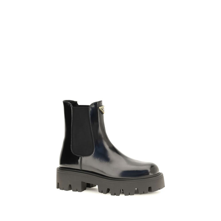 Black Calf Leather Bos Taurus Chelsea Boots Prada
