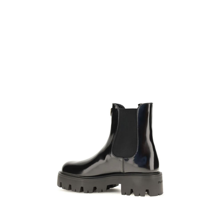 Black Calf Leather Bos Taurus Chelsea Boots Prada