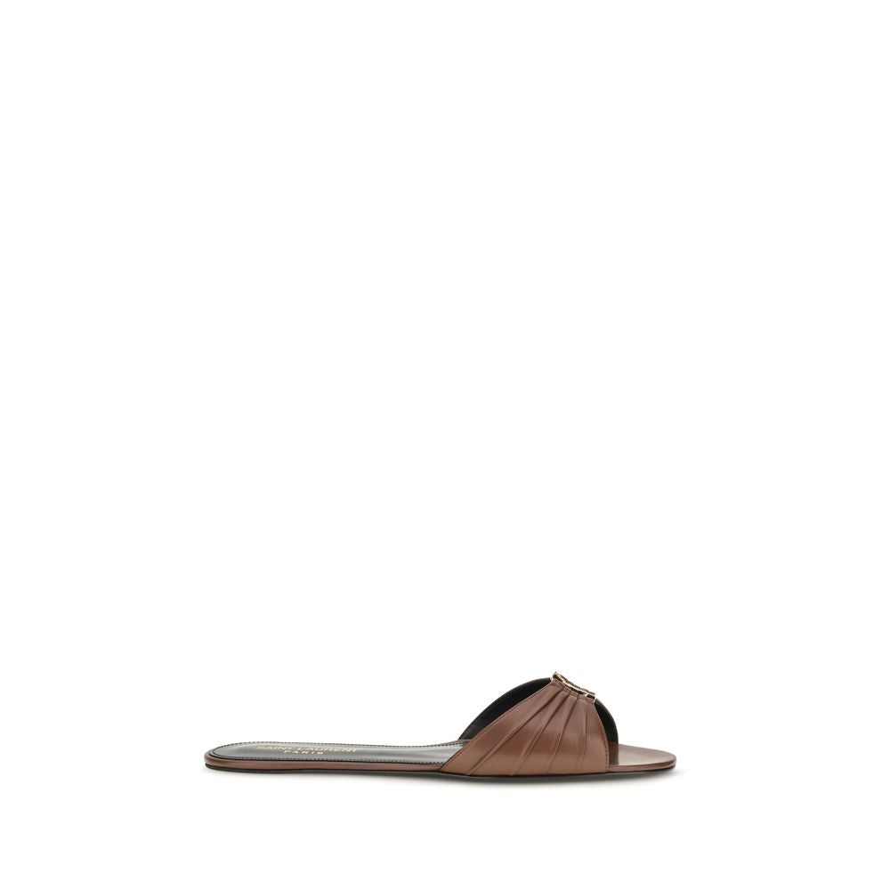 Brown Calf Leather Bos Taurus Mules Saint Laurent