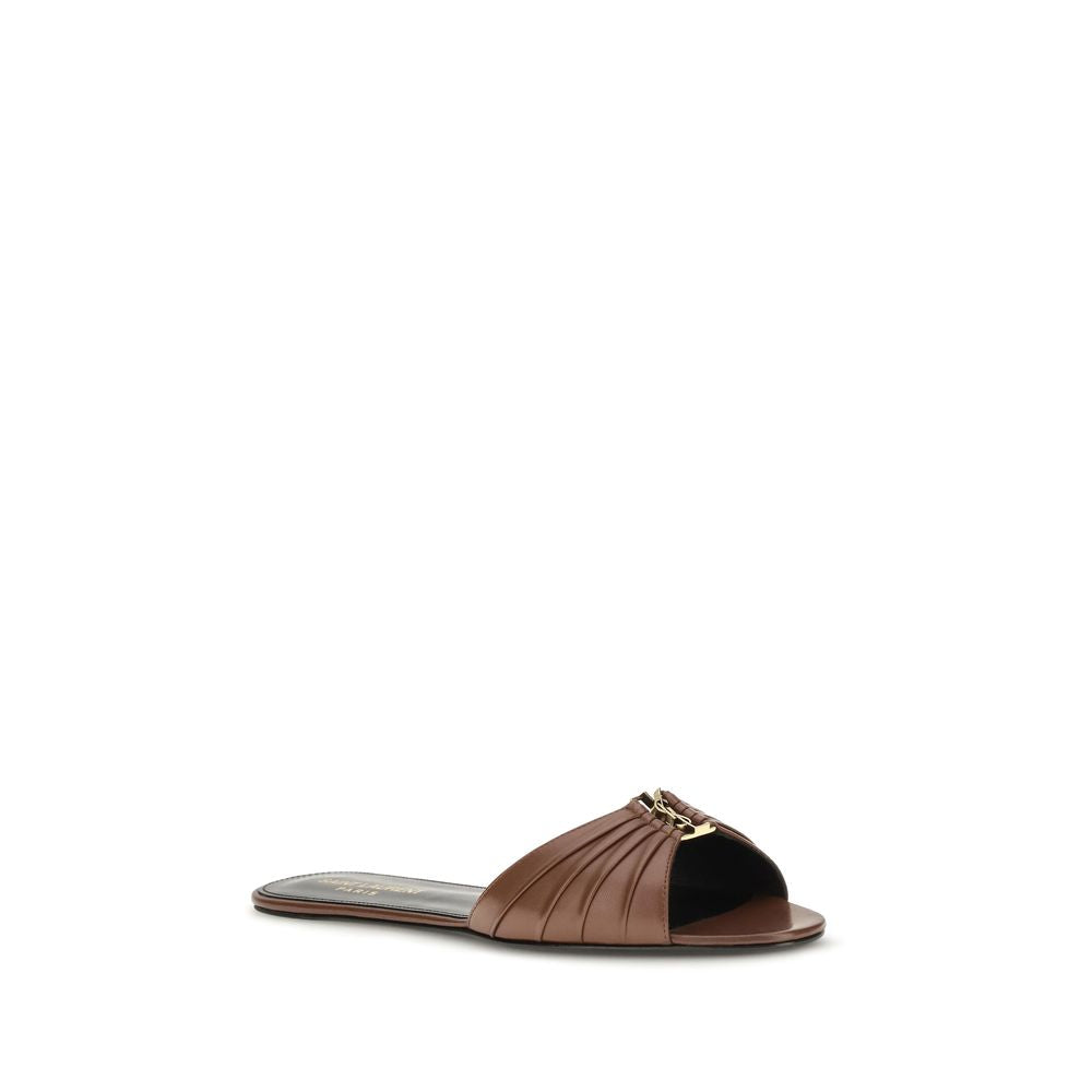 Brown Calf Leather Bos Taurus Mules Saint Laurent
