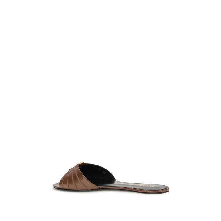 Brown Calf Leather Bos Taurus Mules Saint Laurent