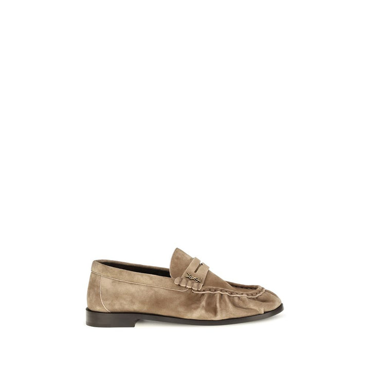 Beige Calf Leather Bos Taurus Slip-On Loafers Saint Laurent