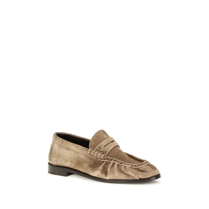 Beige Calf Leather Bos Taurus Slip-On Loafers Saint Laurent