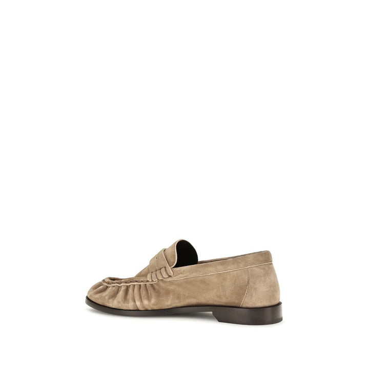 Beige Calf Leather Bos Taurus Slip-On Loafers Saint Laurent