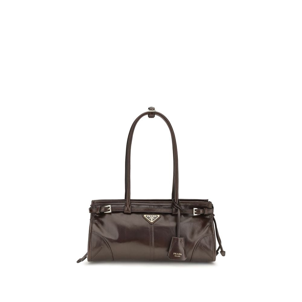 Brown Calf Leather Bos Taurus Shoulder Bag Prada
