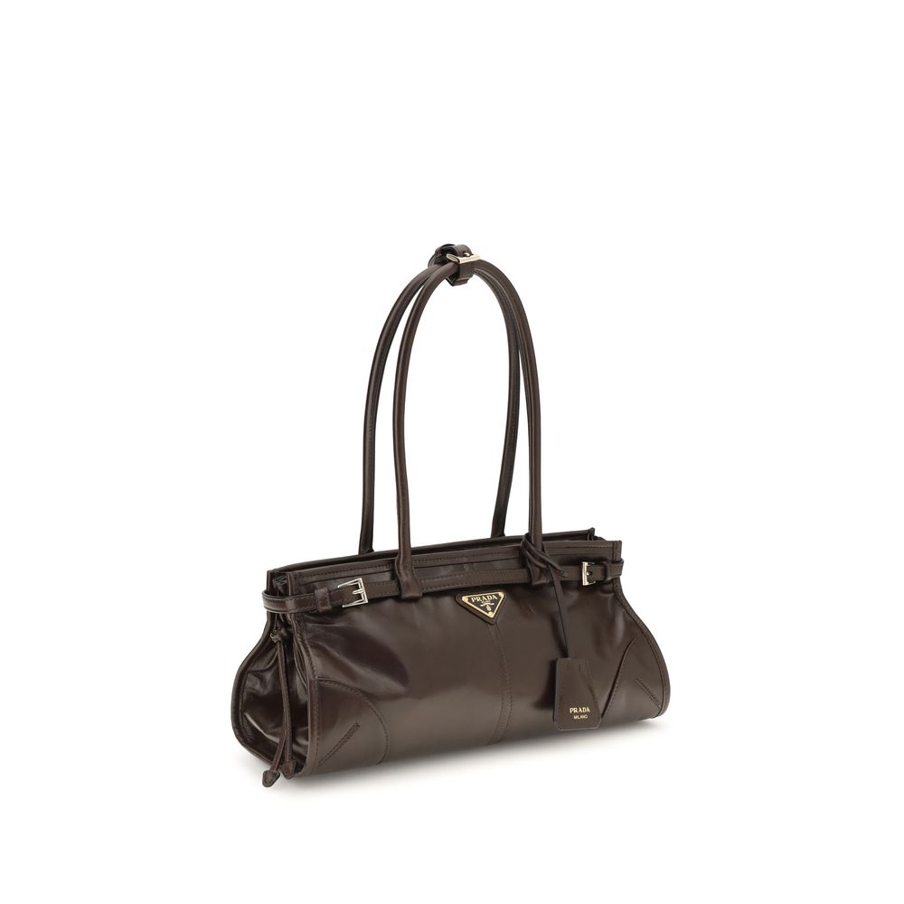 Brown Calf Leather Bos Taurus Shoulder Bag Prada