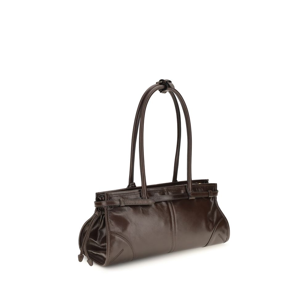 Brown Calf Leather Bos Taurus Shoulder Bag Prada
