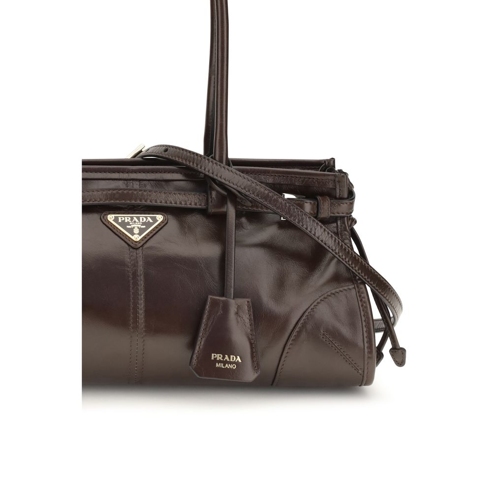 Brown Calf Leather Bos Taurus Shoulder Bag Prada