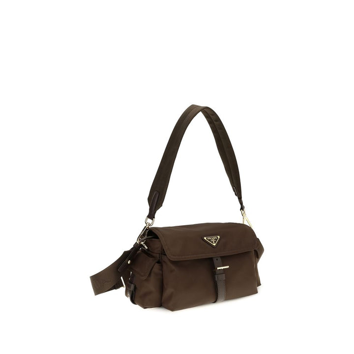 Brown Recycled Polyamide Shoulder Bag Prada