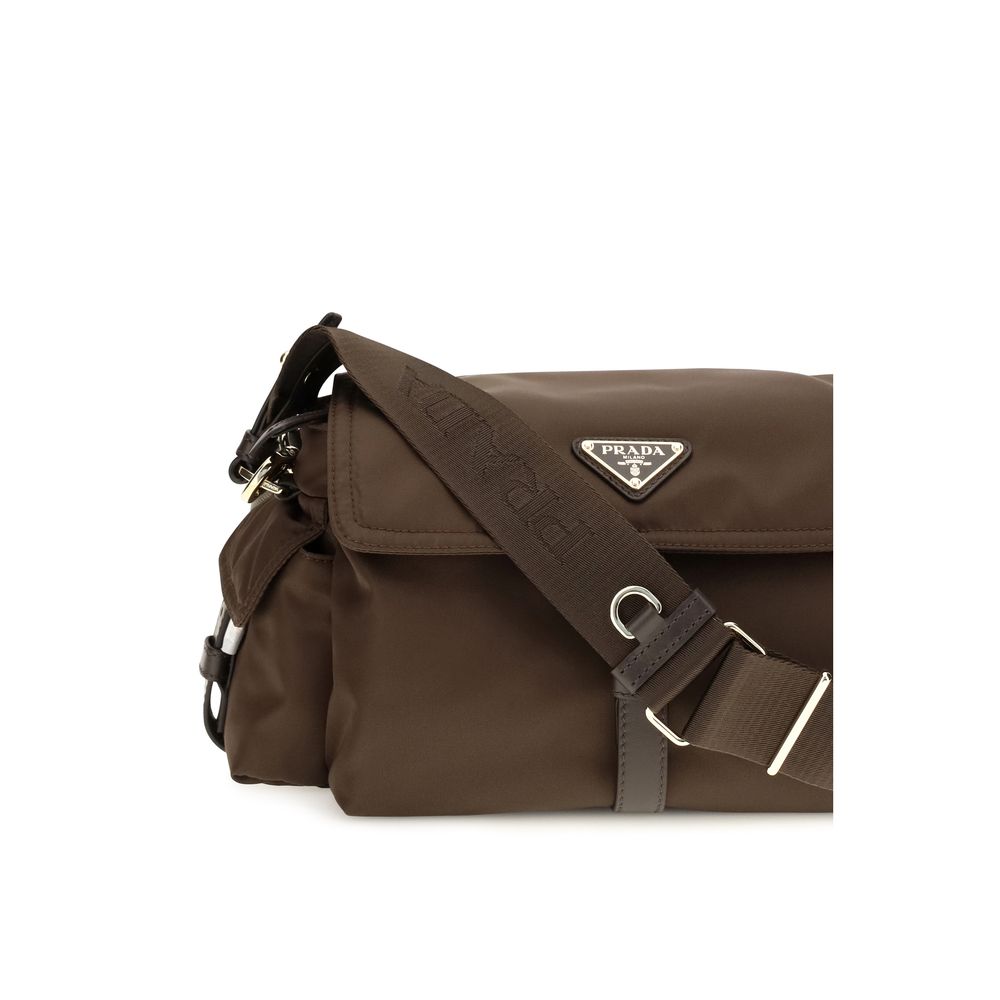 Brown Recycled Polyamide Shoulder Bag Prada