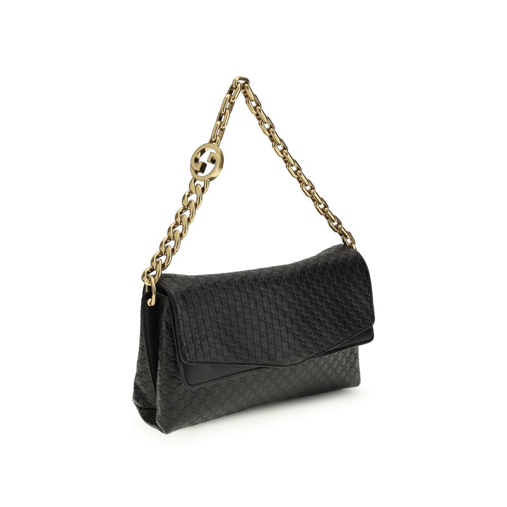 Black Calf Leather Bos Taurus Shoulder Bag Gucci