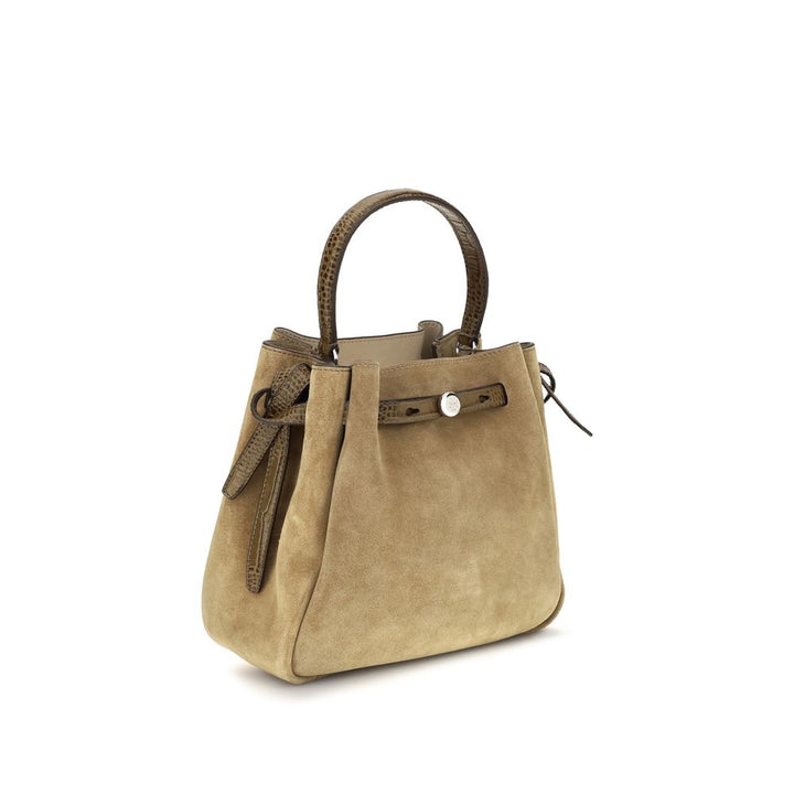 Beige Suede Leather Backet Bag Tory Burch